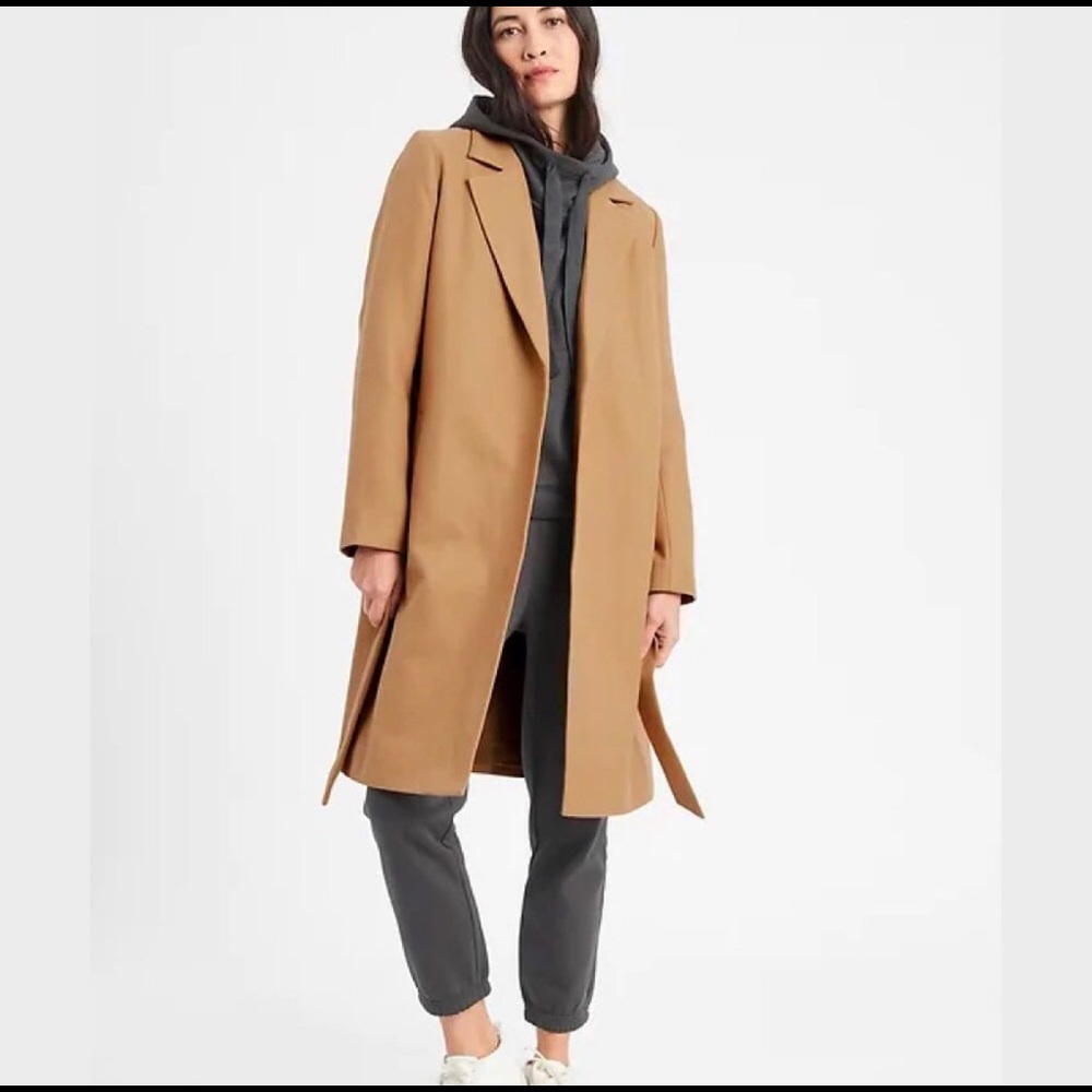 🎉NEW ⭐️🎉HOST PICK! 🤩⭐️🎉 Banana Republic Twill Trench Coat- Camel Color SZ L - Picture 3 of 9